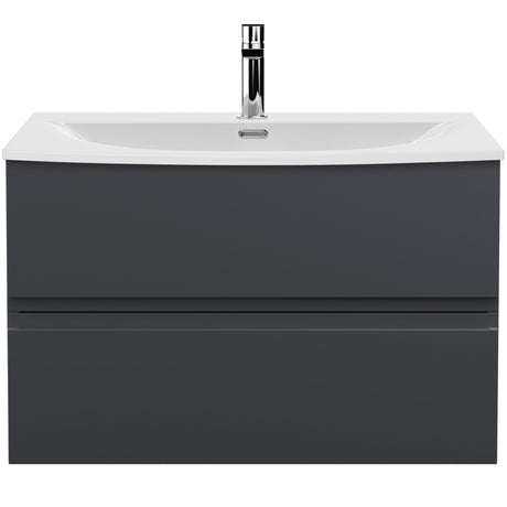Hudson Reed Urban 800mm Wall Hung Vanity Unit & Basin, 2 Drawers Soft Black URB1406G