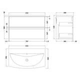 Hudson Reed Urban 800mm Wall Hung Vanity Unit & Basin, 2 Drawers Soft Black URB1406G LD