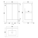 Hudson Reed Urban 500mm Freestanding Vanity Unit & Basin, 2 Doors Soft Black URB1407B LD