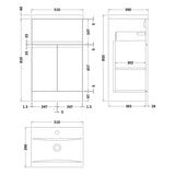 Hudson Reed Urban 500mm Freestanding Vanity Unit & Basin, 2 Doors, 1 Drawer Satin Grey URB201A LD