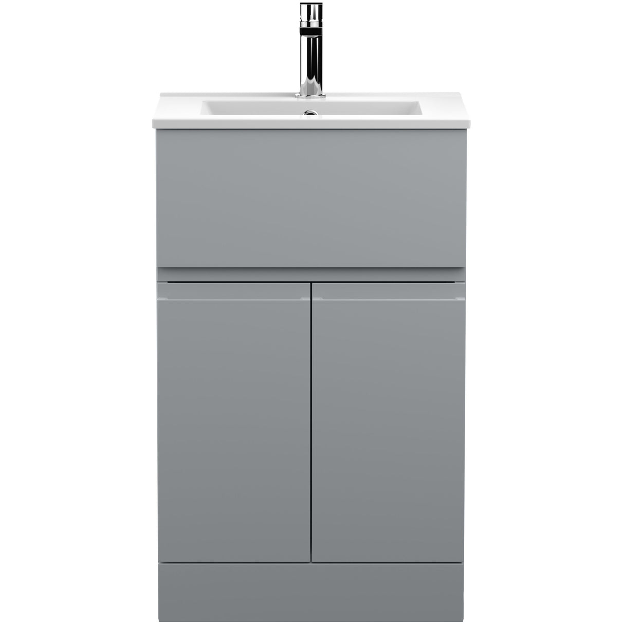 Hudson Reed Urban 500mm Freestanding Vanity Unit & Basin, 2 Doors, 1 Drawer Satin Grey URB201B