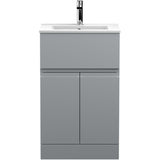 Hudson Reed Urban 500mm Freestanding Vanity Unit & Basin, 2 Doors, 1 Drawer Satin Grey URB201B