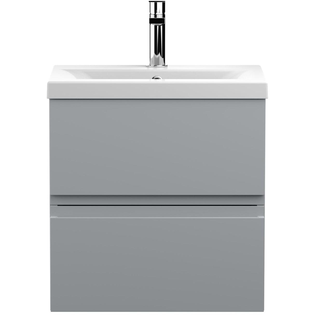Hudson Reed Urban 500mm Wall Hung Vanity Unit & Basin, 2 Drawers Satin Grey URB202A