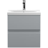 Hudson Reed Urban 500mm Wall Hung Vanity Unit & Basin, 2 Drawers Satin Grey URB202A