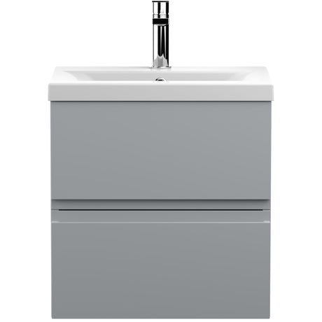 Hudson Reed Urban 500mm Wall Hung Vanity Unit & Basin, 2 Drawers Satin Grey URB202A