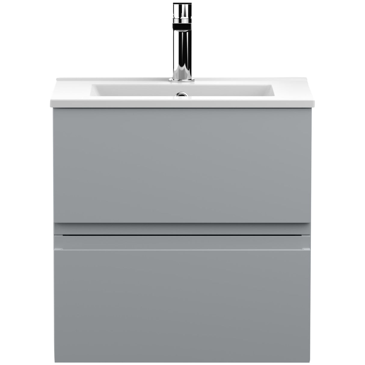Hudson Reed Urban 500mm Wall Hung Vanity Unit & Basin, 2 Drawers Satin Grey URB202B