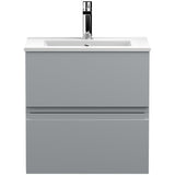 Hudson Reed Urban 500mm Wall Hung Vanity Unit & Basin, 2 Drawers Satin Grey URB202B