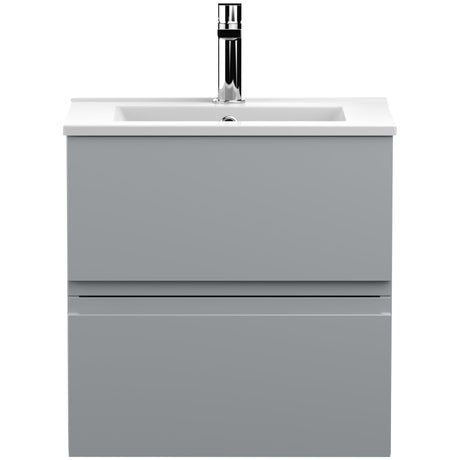 Hudson Reed Urban 500mm Wall Hung Vanity Unit & Basin, 2 Drawers Satin Grey URB202B
