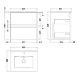 Hudson Reed Urban 500mm Wall Hung Vanity Unit & Basin, 2 Drawers Satin Grey URB202B LD