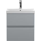 Hudson Reed Urban 500mm Wall Hung Vanity Unit & Basin, 2 Drawers Satin Grey URB202D
