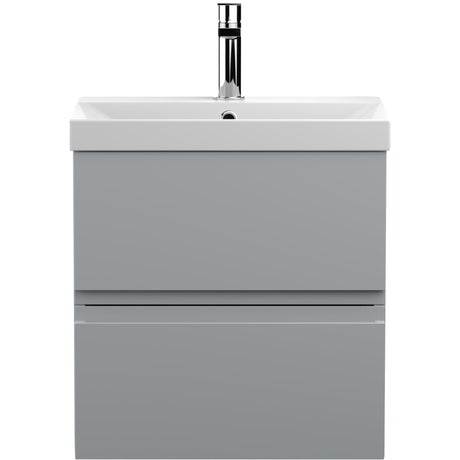 Hudson Reed Urban 500mm Wall Hung Vanity Unit & Basin, 2 Drawers Satin Grey URB202D