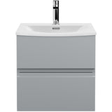 Hudson Reed Urban 500mm Wall Hung Vanity Unit & Basin, 2 Drawers Satin Grey URB202G