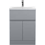 Hudson Reed Urban 600mm Freestanding Vanity Unit & Basin, 2 Doors, 1 Drawer Satin Grey URB203A