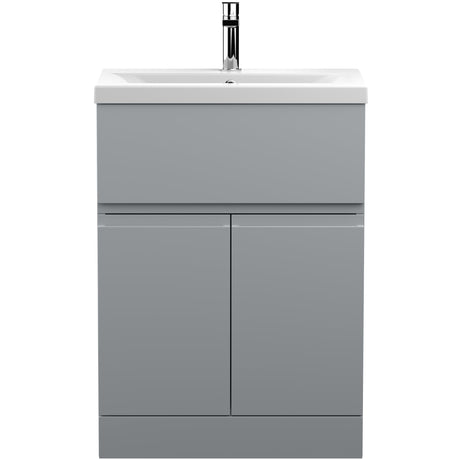 Hudson Reed Urban 600mm Freestanding Vanity Unit & Basin, 2 Doors, 1 Drawer Satin Grey URB203A