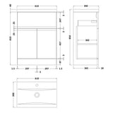 Hudson Reed Urban 600mm Freestanding Vanity Unit & Basin, 2 Doors, 1 Drawer Satin Grey URB203A LD