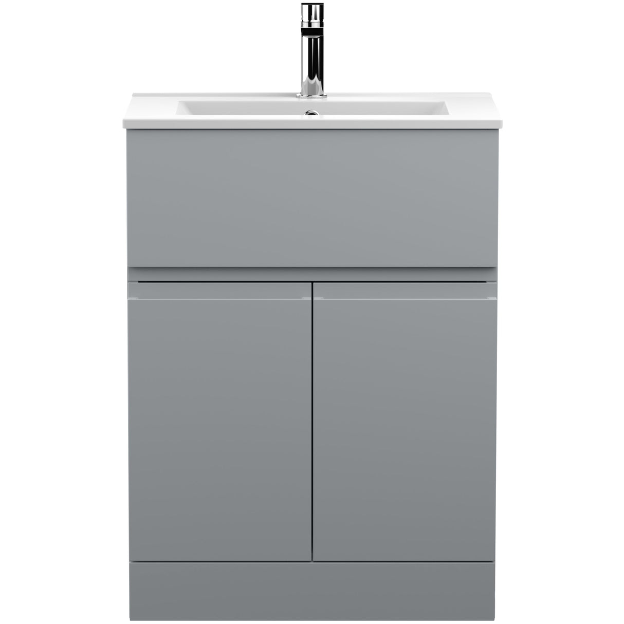 Hudson Reed Urban 600mm Freestanding Vanity Unit & Basin, 2 Doors, 1 Drawer Satin Grey URB203B