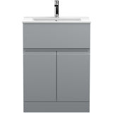Hudson Reed Urban 600mm Freestanding Vanity Unit & Basin, 2 Doors, 1 Drawer Satin Grey URB203B