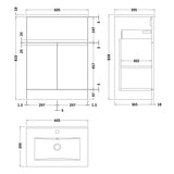 Hudson Reed Urban 600mm Freestanding Vanity Unit & Basin, 2 Doors, 1 Drawer Satin Grey URB203B LD