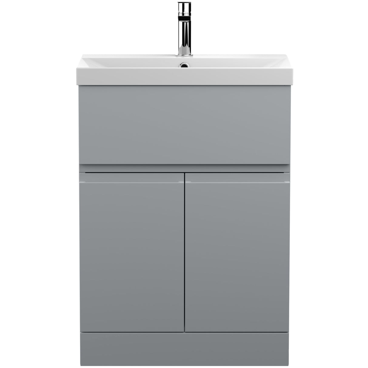 Hudson Reed Urban 600mm Freestanding Vanity Unit & Basin, 2 Doors, 1 Drawer Satin Grey URB203D