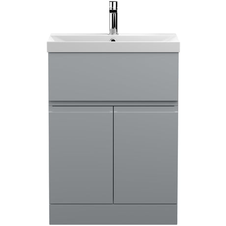 Hudson Reed Urban 600mm Freestanding Vanity Unit & Basin, 2 Doors, 1 Drawer Satin Grey URB203D