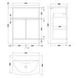 Hudson Reed Urban 600mm Freestanding Vanity Unit & Basin, 2 Doors, 1 Drawer Satin Grey URB203G LD