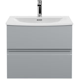 Hudson Reed Urban 600mm Wall Hung Vanity Unit & Basin, 2 Drawers Satin Grey URB204G