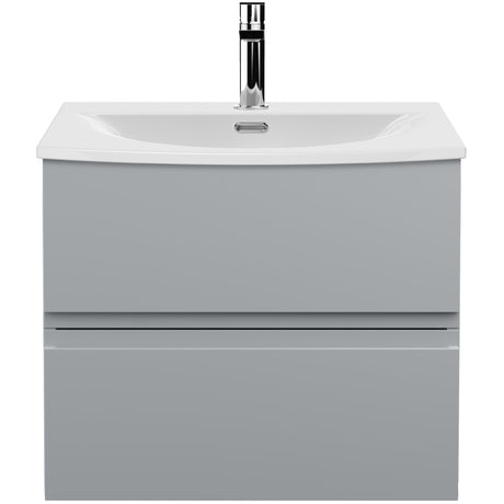 Hudson Reed Urban 600mm Wall Hung Vanity Unit & Basin, 2 Drawers Satin Grey URB204G