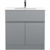 Hudson Reed Urban 800mm Freestanding Vanity Unit & Basin, 2 Doors, 1 Drawer Satin Grey URB205B