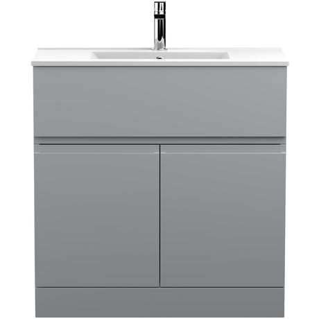 Hudson Reed Urban 800mm Freestanding Vanity Unit & Basin, 2 Doors, 1 Drawer Satin Grey URB205B