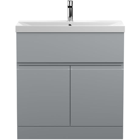 Hudson Reed Urban 800mm Freestanding Vanity Unit & Basin, 2 Doors, 1 Drawer Satin Grey URB205D