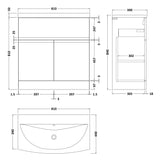 Hudson Reed Urban 800mm Freestanding Vanity Unit & Basin, 2 Doors, 1 Drawer Satin Grey URB205G LD