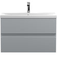 Hudson Reed Urban 800mm Wall Hung Vanity Unit & Basin, 2 Drawers Satin Grey URB206A