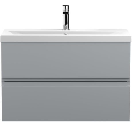 Hudson Reed Urban 800mm Wall Hung Vanity Unit & Basin, 2 Drawers Satin Grey URB206A