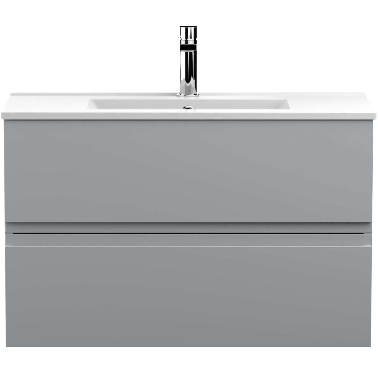 Hudson Reed Urban 800mm Wall Hung Vanity Unit & Basin, 2 Drawers Satin Grey URB206B