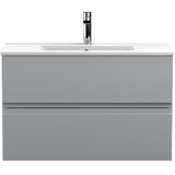 Hudson Reed Urban 800mm Wall Hung Vanity Unit & Basin, 2 Drawers Satin Grey URB206B