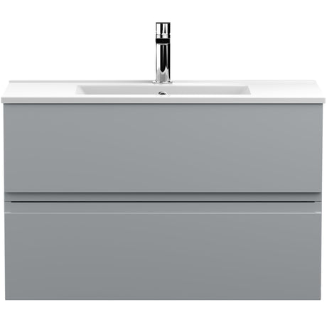 Hudson Reed Urban 800mm Wall Hung Vanity Unit & Basin, 2 Drawers Satin Grey URB206B