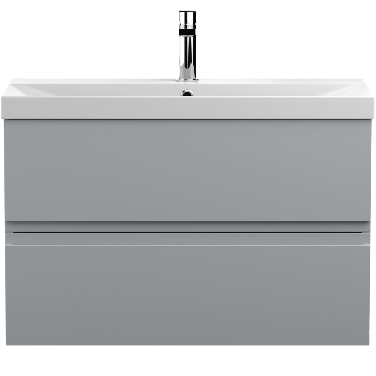 Hudson Reed Urban 800mm Wall Hung Vanity Unit & Basin, 2 Drawers Satin Grey URB206D