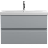 Hudson Reed Urban 800mm Wall Hung Vanity Unit & Basin, 2 Drawers Satin Grey URB206D