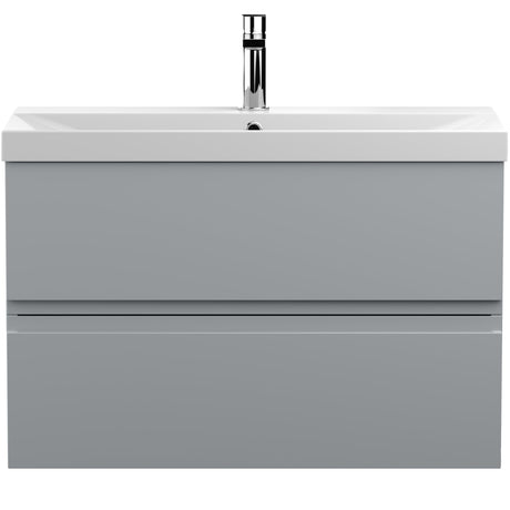 Hudson Reed Urban 800mm Wall Hung Vanity Unit & Basin, 2 Drawers Satin Grey URB206D