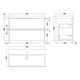 Hudson Reed Urban 800mm Wall Hung Vanity Unit & Basin, 2 Drawers Satin Grey URB206D LD