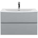 Hudson Reed Urban 800mm Wall Hung Vanity Unit & Basin, 2 Drawers Satin Grey URB206G