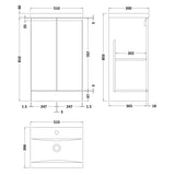 Hudson Reed Urban 500mm Freestanding Vanity Unit & Basin, 2 Doors Satin Grey URB207A LD