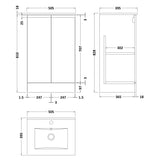 Hudson Reed Urban 500mm Freestanding Vanity Unit & Basin, 2 Doors Satin Grey URB207B LD