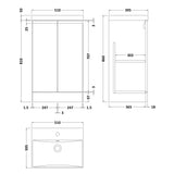 Hudson Reed Urban 500mm Freestanding Vanity Unit & Basin, 2 Doors Satin Grey URB207D LD