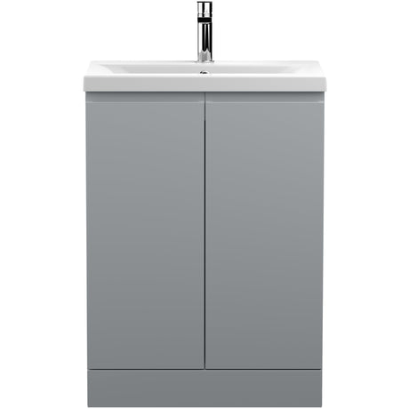 Hudson Reed Urban 600mm Freestanding Vanity Unit & Basin, 2 Doors Satin Grey URB208A