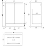 Hudson Reed Urban 600mm Freestanding Vanity Unit & Basin, 2 Doors Satin Grey URB208B LD