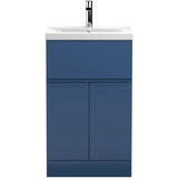 Hudson Reed Urban 500mm Freestanding Vanity Unit & Basin, 2 Doors, 1 Drawer Satin Blue URB301A