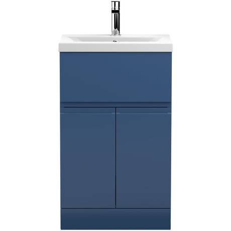 Hudson Reed Urban 500mm Freestanding Vanity Unit & Basin, 2 Doors, 1 Drawer Satin Blue URB301A