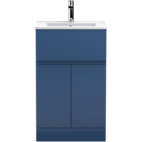 Hudson Reed Urban 500mm Freestanding Vanity Unit & Basin, 2 Doors, 1 Drawer Satin Blue URB301B
