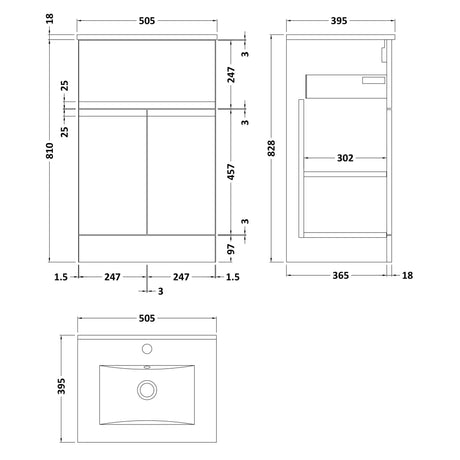 Hudson Reed Urban 500mm Freestanding Vanity Unit & Basin, 2 Doors, 1 Drawer Satin Blue URB301B LD